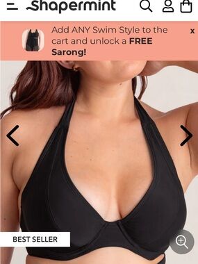 Shapermint Black Halter Underwire Bikini Top